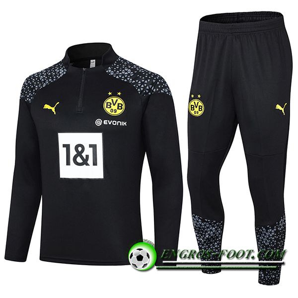Ensemble Survetement de Foot Dortmund BVB Noir 2023/2024