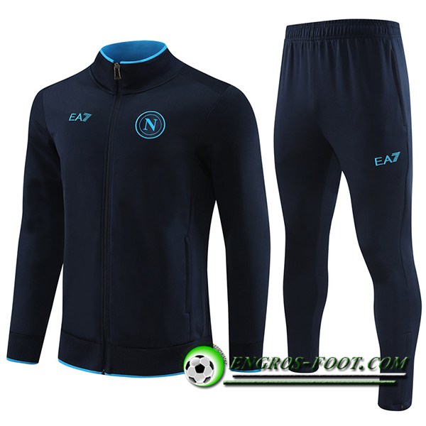 Ensemble Survetement de Foot Veste Foot SSC Naples Noir/Bleu 2023/2024