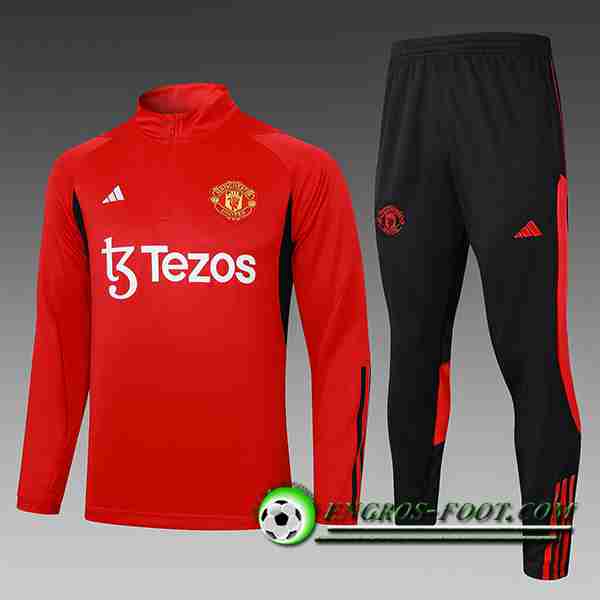 Ensemble Survetement de Foot Manchester United Enfant Rouge/Noir 2023/2024