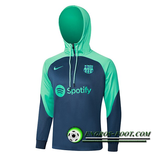 Sweatshirt Training Capuche FC Barcelone Bleu/Vert 2023/2024