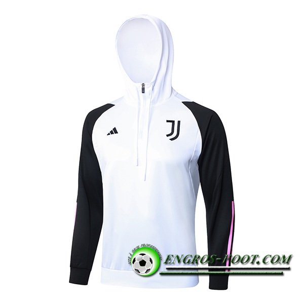 Sweatshirt Training Capuche Juventus Blanc/Noir/Rose 2023/2024