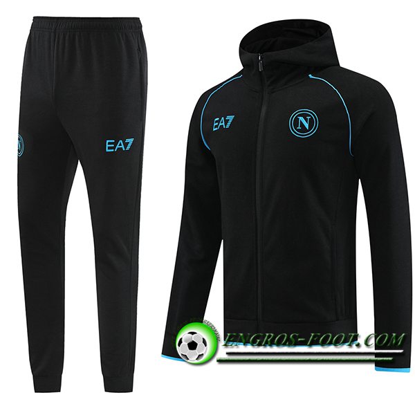 Ensemble Survetement de Foot Veste Foot SSC Naples Noir/Bleu 2023/2024