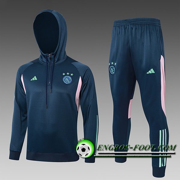 Ensemble Survetement Veste A Capuche Ajax Enfant Bleu Foncé 2023/2024