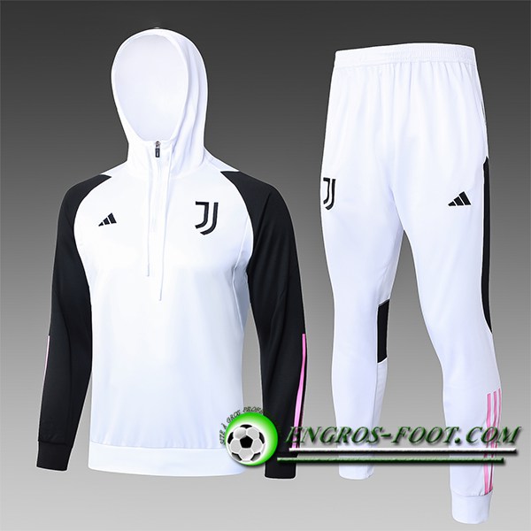 Ensemble Survetement Veste A Capuche Juventus Enfant Blanc/Noir 2023/2024