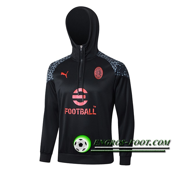 Sweatshirt Training Capuche Milan AC Noir/Rouge 2023/2024