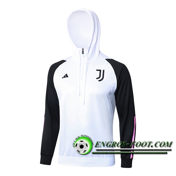 Sweatshirt Training Capuche Juventus Blanc/Noir/Rose 2023/2024 -02