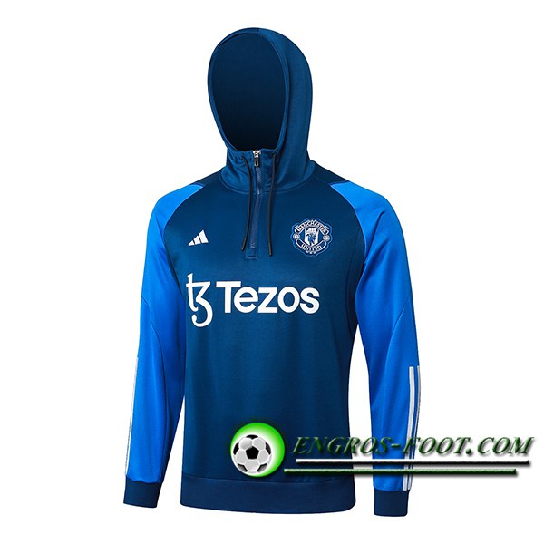 Sweatshirt Training Capuche Manchester United Bleu 2023/2024