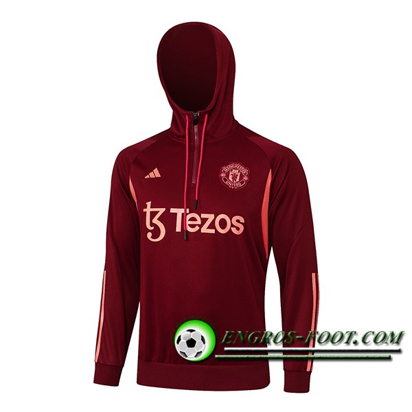 Sweatshirt Training Capuche Manchester United Rouge/Orange 2023/2024