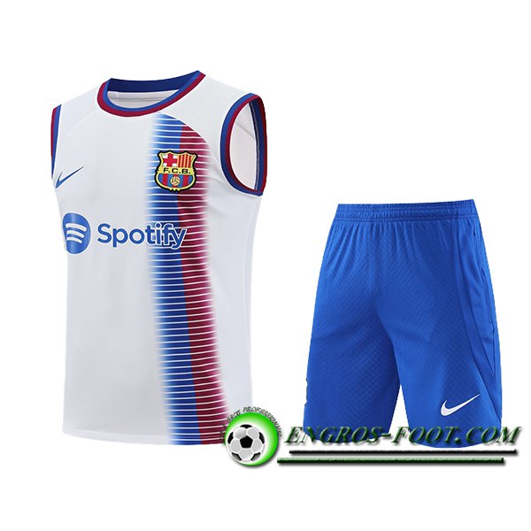 Ensemble Training Debardeur + Shorts FC Barcelone Blanc/Bleu 2024/2025