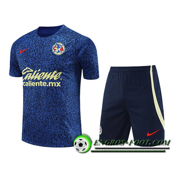 Ensemble Training T-Shirts + Shorts Club America Bleu/Noir/Vert 2024/2025