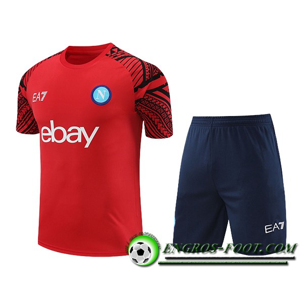 Ensemble Training T-Shirts + Shorts SSC Naples Rouge/Bleu 2024/2025
