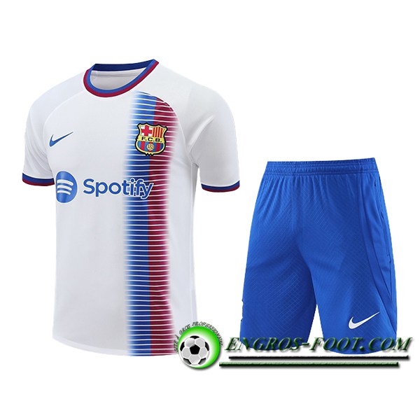 Ensemble Training T-Shirts + Shorts FC Barcelone Blanc/Bleu 2024/2025