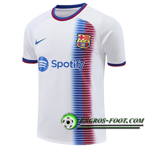 Training T-Shirts FC Barcelone Blanc/Bleu 2024/2025