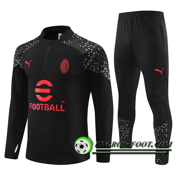 Ensemble Survetement de Foot Milan AC Noir/Rouge 2023/2024