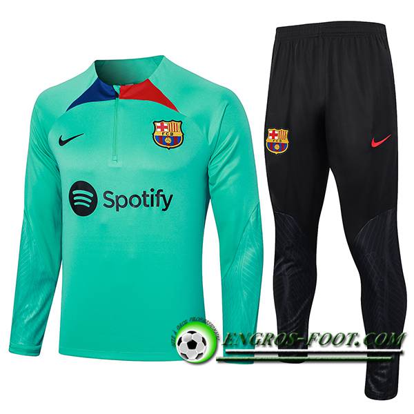 Ensemble Survetement de Foot FC Barcelone Vert 2023/2024 -06