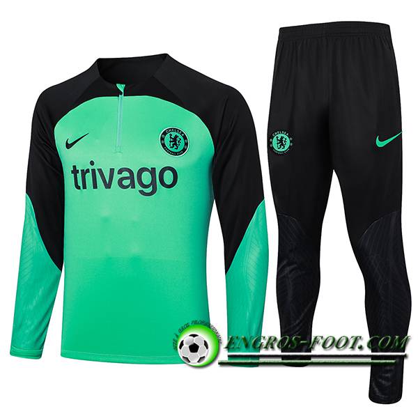 Ensemble Survetement de Foot FC Chelsea Vert/Noir 2023/2024