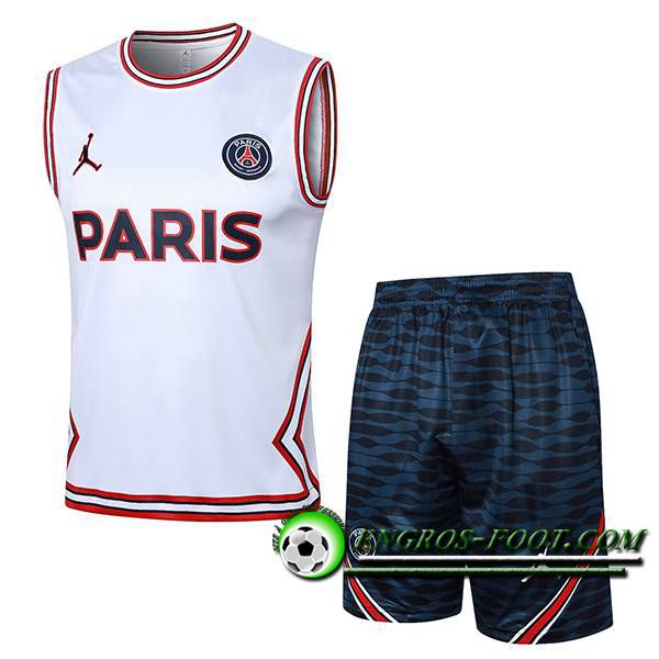 Ensemble Training Debardeur + Shorts Jordan PSG Blanc/Rouge 2024/2025