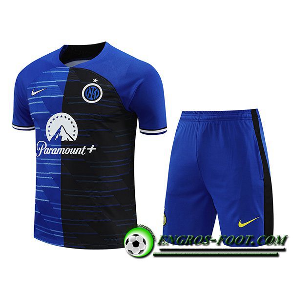 Ensemble Training T-Shirts + Shorts Inter Milan Bleu/Noir 2024/2025