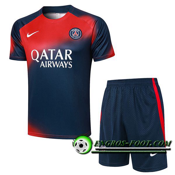 Ensemble Training T-Shirts + Shorts PSG Bleu/Rouge 2024/2025