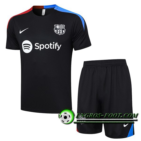 Ensemble Training T-Shirts + Shorts FC Barcelone Noir/Bleu/Rouge 2024/2025