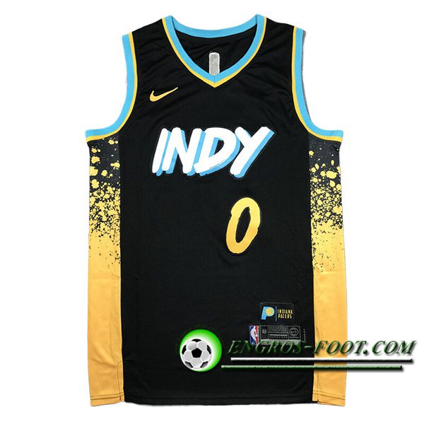 Maillot Indiana Pacers (HALIBURTON #0) 2024/25 Noir/Jaune