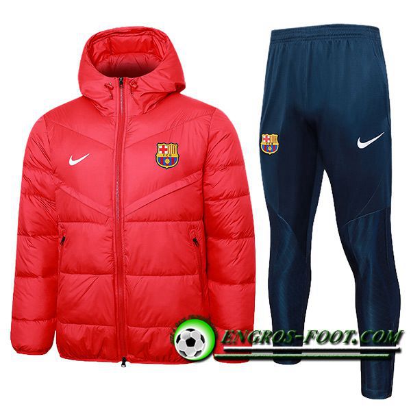 Ensemble Doudoune A Capuche FC Barcelone Rouge 2024/2025