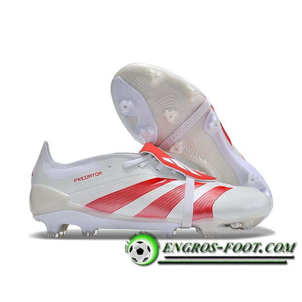 Adidas Chaussures de Foot Predator Elite Tongue FG Blanc/Rouge