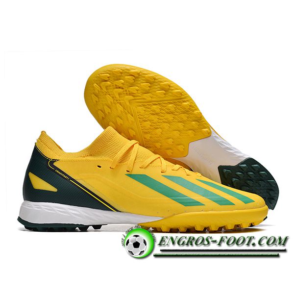 Adidas Chaussures de Foot X CRAZYFAST.3 TF BOOTS Jaune/Noir/Vert