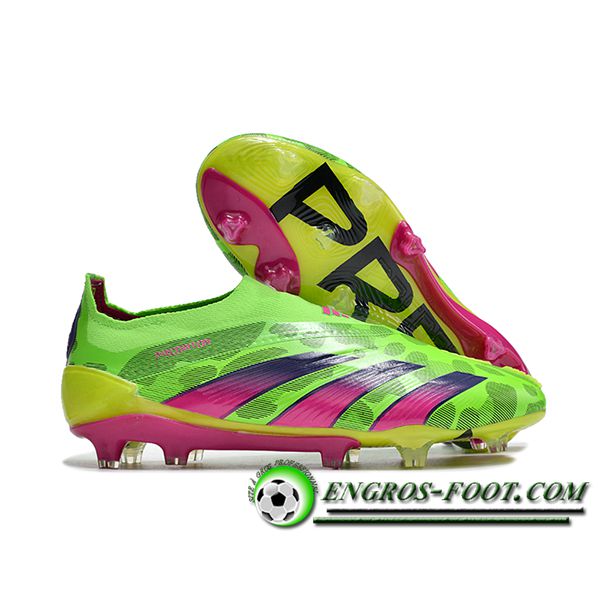 Adidas Chaussures de Foot PREDATOR ELITE LACELESS BOOTS FG Vert/Pourpre