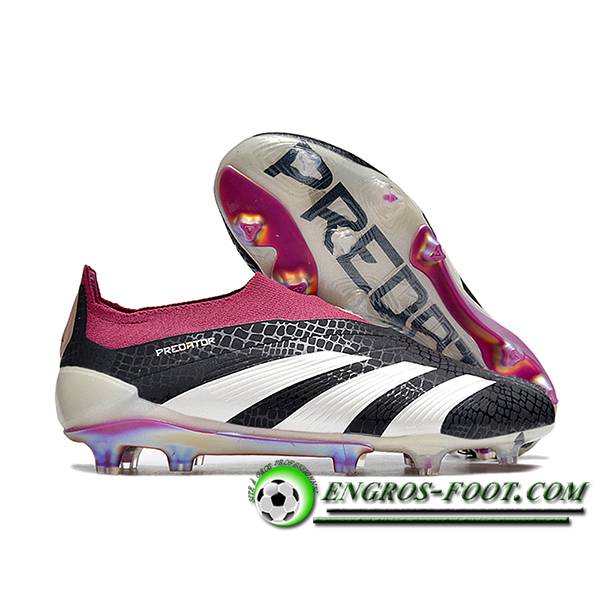 Adidas Chaussures de Foot PREDATOR ELITE LACELESS BOOTS FG Blanc/Noir/Pourpre