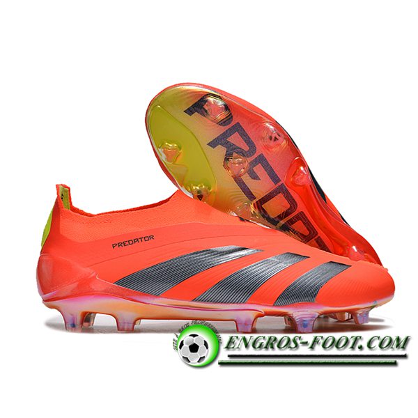 Adidas Chaussures de Foot PREDATOR ELITE LACELESS BOOTS FG Gris/Orange