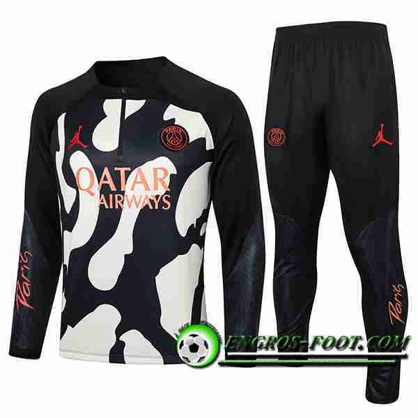 Ensemble Survetement de Foot Jordan PSG Noir/Beige 2024/2025