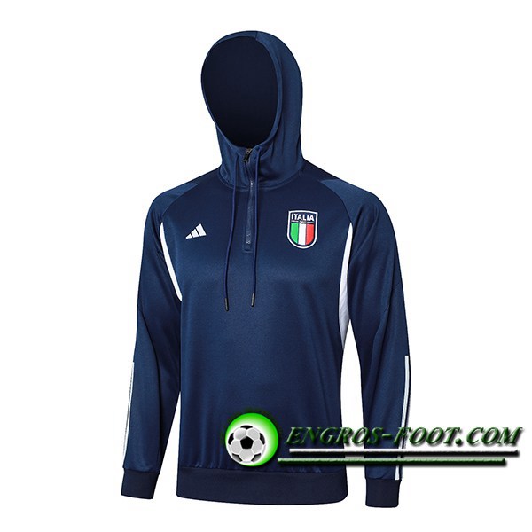 Sweatshirt Training Capuche Italie Bleu Foncé 2024/2025
