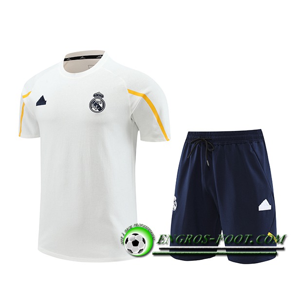 Ensemble Training T-Shirts + Shorts Real Madrid Blanc/Noir 2024/2025