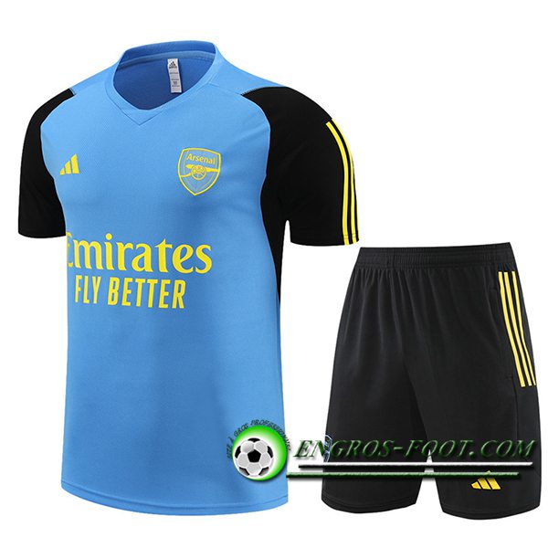Ensemble Training T-Shirts + Shorts Arsenal Bleu/Noir/Jaune 2024/2025
