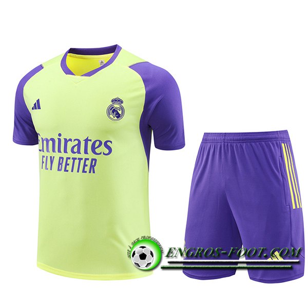 Ensemble Training T-Shirts + Shorts Real Madrid Jaune/Pourpre 2024/2025