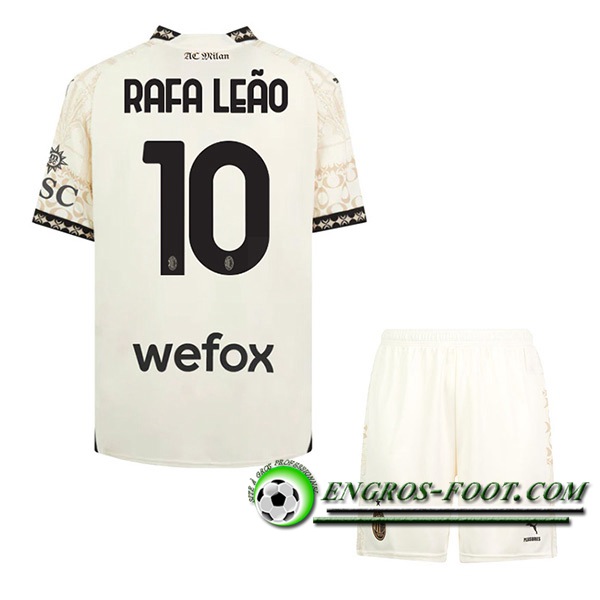 Maillot de Foot Milan AC (RAFAEL LEÃO #10) Enfants 2023/2024 Fourth Blanc