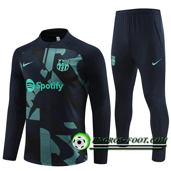 Ensemble Survetement de Foot FC Barcelone Noir/Vert 2024/2025