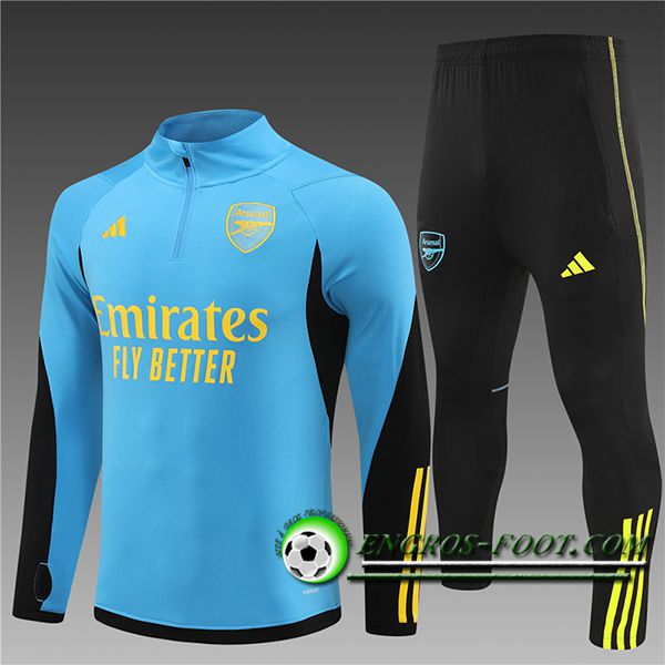 Ensemble Survetement de Foot Arsenal Enfant Bleu/Noir/Vert 2024/2025