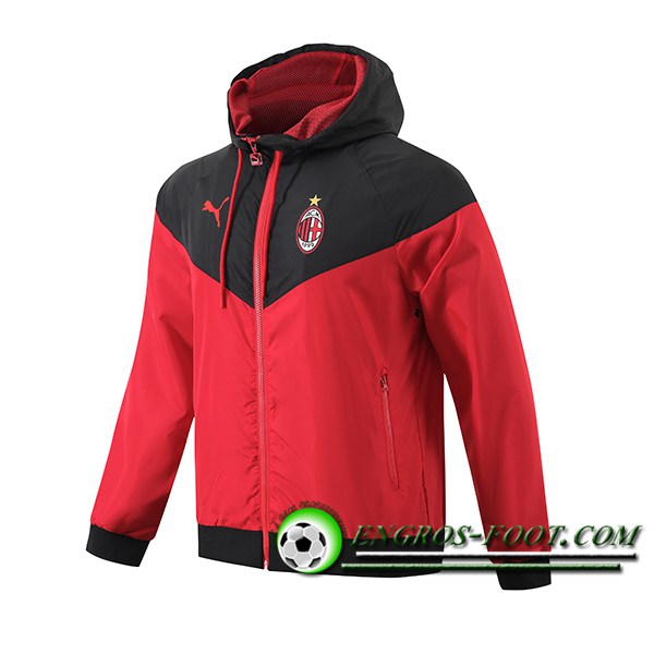 Coupe-Vent Milan AC Rouge/Noir 2024/2025