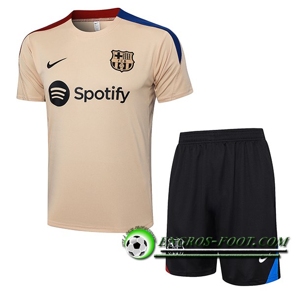 Ensemble Training T-Shirts + Shorts FC Barcelone Jaune/Noir 2024/2025