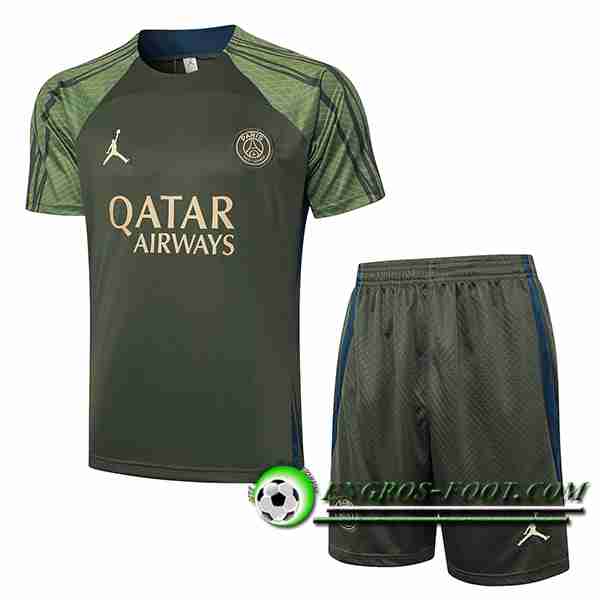 Ensemble Training T-Shirts + Shorts Jordan PSG Vert 2024/2025