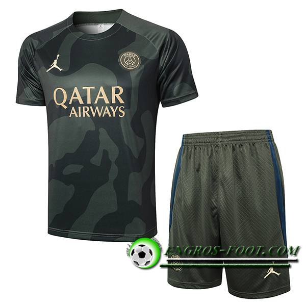 Ensemble Training T-Shirts + Shorts Jordan PSG Vert 2024/2025 -02