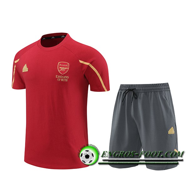 Ensemble Training T-Shirts + Shorts Arsenal Rouge/Jaune/Gris 2024/2025
