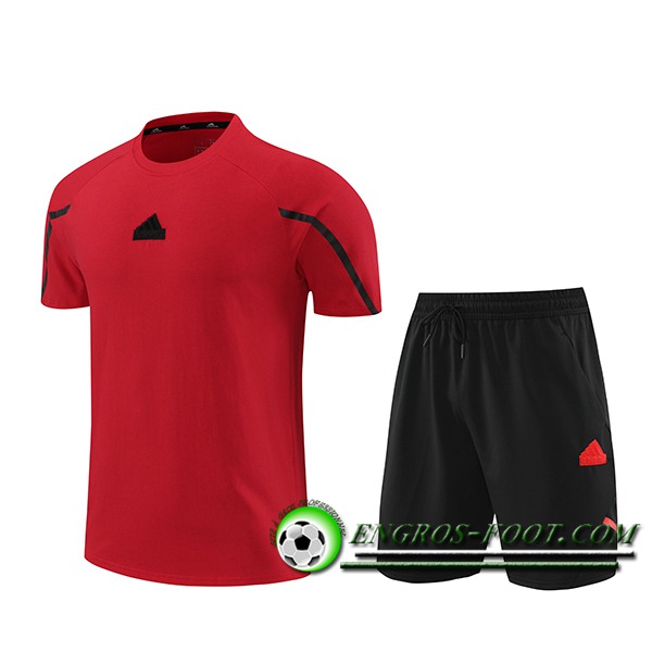 Ensemble Training T-Shirts + Shorts Adidas Rouge/Noir 2024/2025