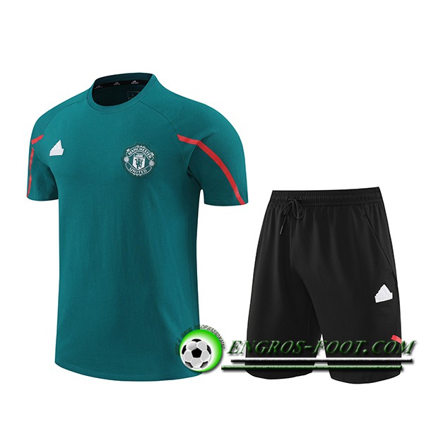 Ensemble Training T-Shirts + Shorts Manchester United Vert/Noir 2024/2025