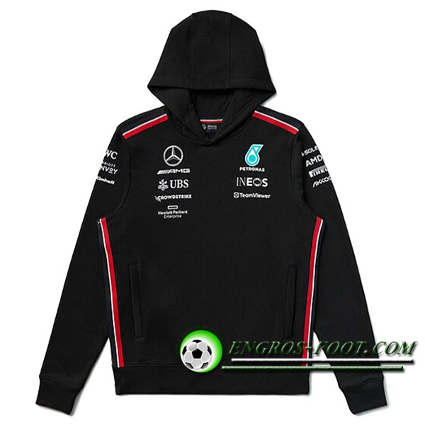 Sweatshirt Capuche F1 Mercedes Benz Team Noir/Rouge 2024