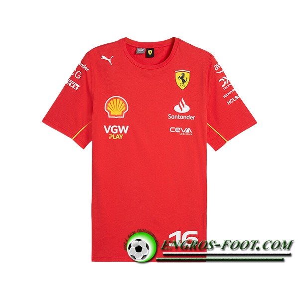 T-Shirt F1 Scuderia Ferrari Team #16 Rouge/Noir/Jaune 2024