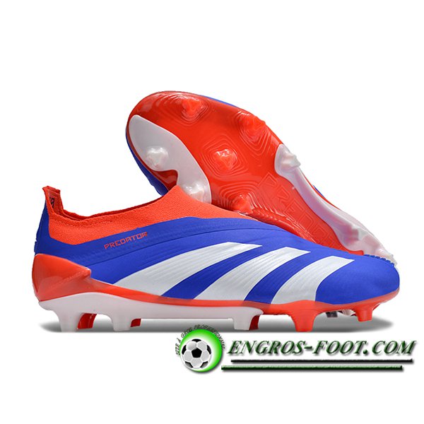 Adidas Chaussures de Foot PREDATOR ELITE LACELESS BOOTS FG Bleu/Orange/Blanc