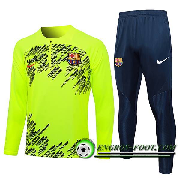 Ensemble Survetement de Foot FC Barcelone Vert/Noir 2024/2025